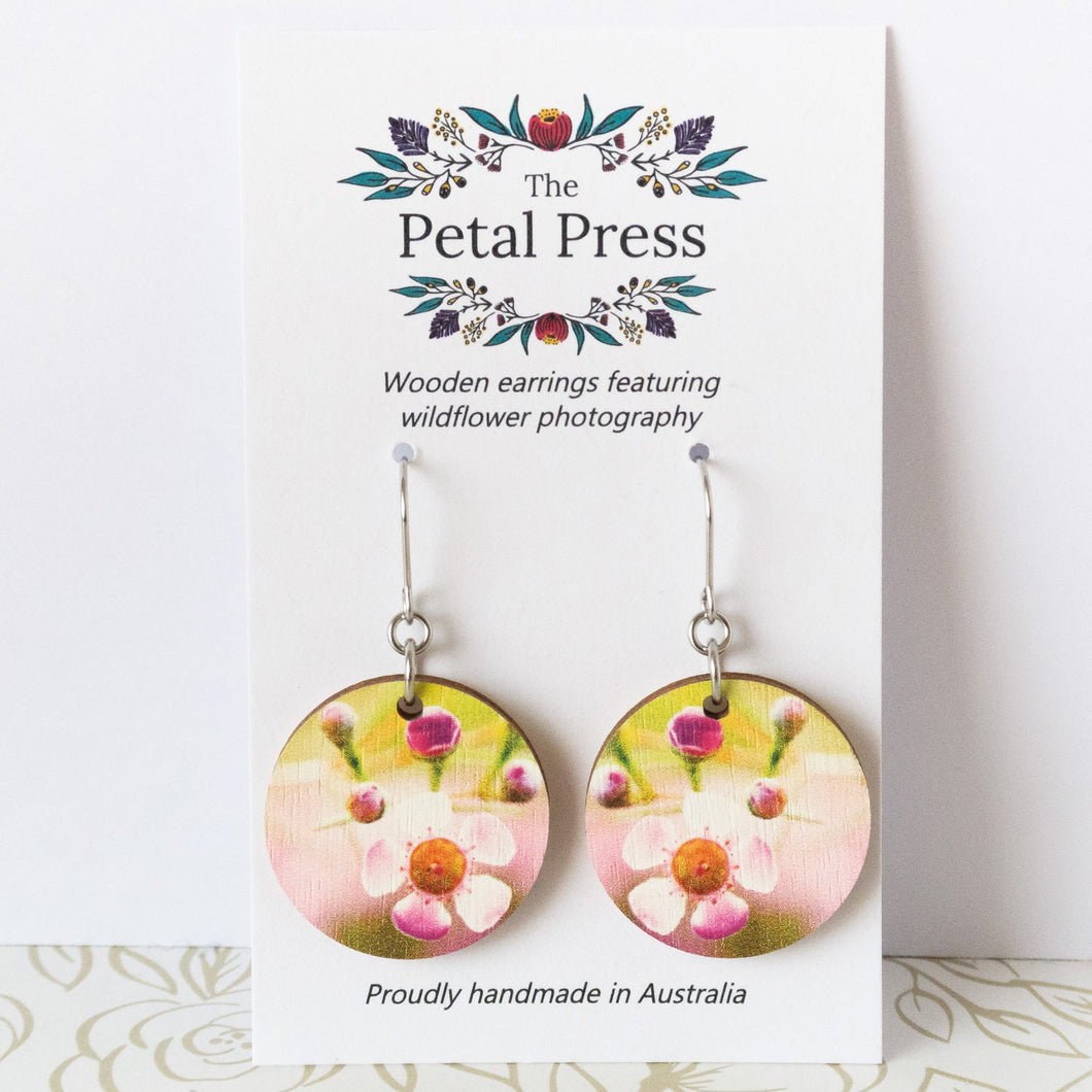 Geraldton Wax Earrings / Circle Hooks [PPEC1005]