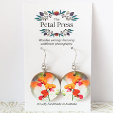 Load image into Gallery viewer, Pink and Orange Chorizema Earrings / Circle Hooks [PPEC1046]
