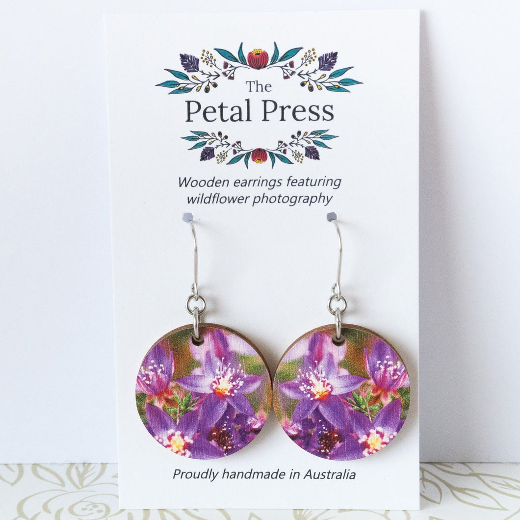 Purple Starflowers Earrings / Circle Hooks [PPEC1047]