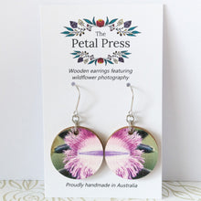 Load image into Gallery viewer, Purple Fringe Lily Earrings / Circle Hooks [PPEC1049]
