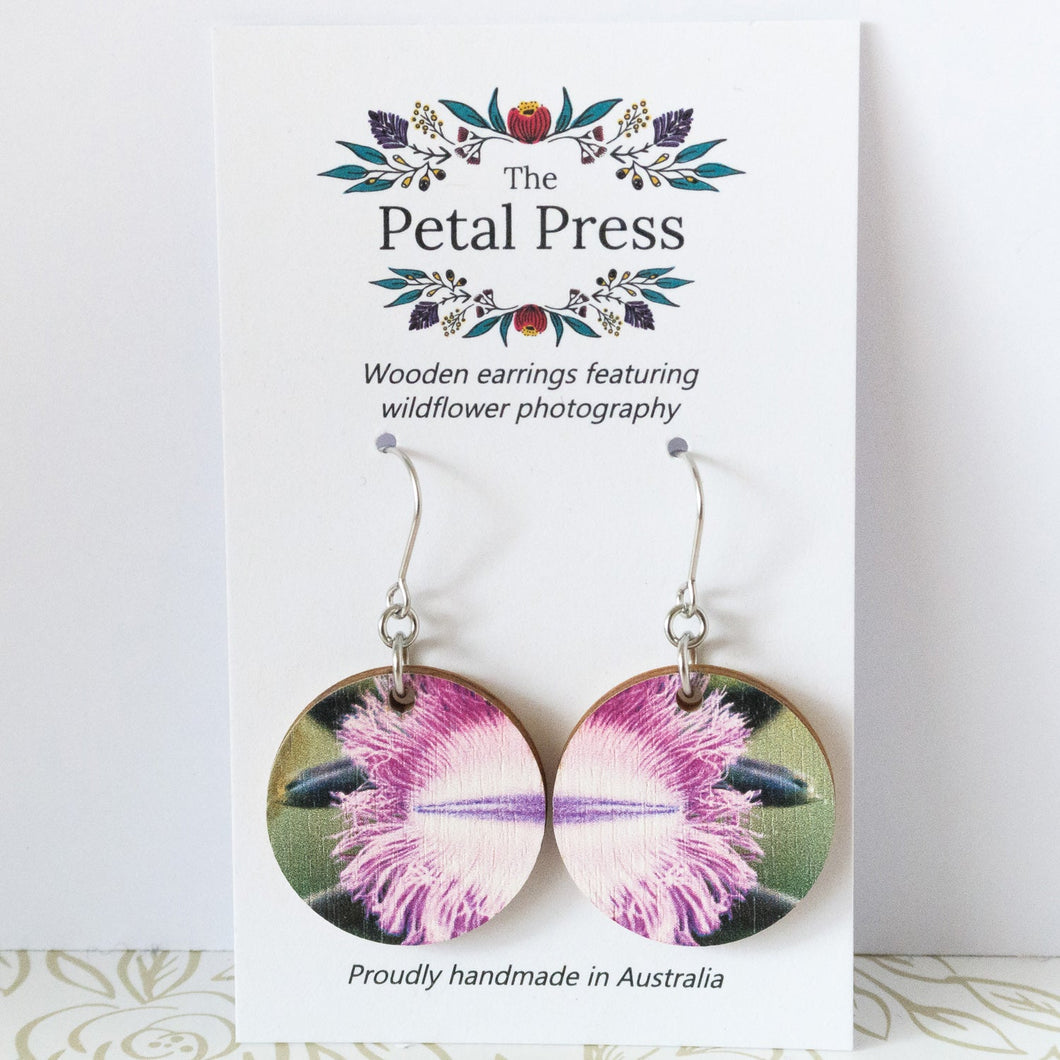 Purple Fringe Lily Earrings / Circle Hooks [PPEC1049]