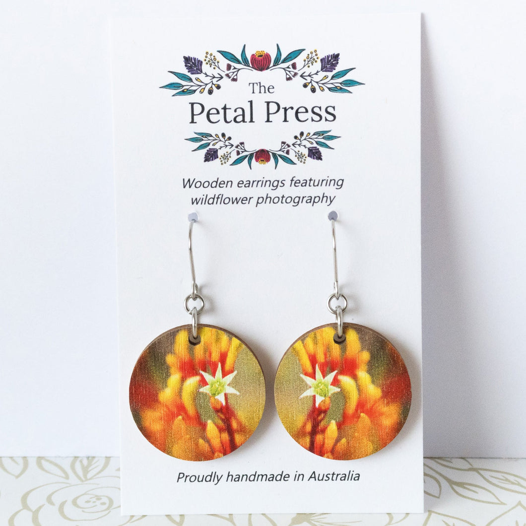 Orange Kangaroo Paw Earrings / Circle Hooks [PPEC1054]