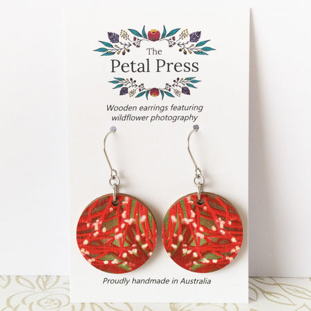 Red Corymbia Earrings / Circle Hooks [PPEC1063]