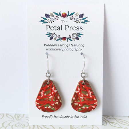 Red Corymbia Earrings / Pear Hooks [PPEP1063]