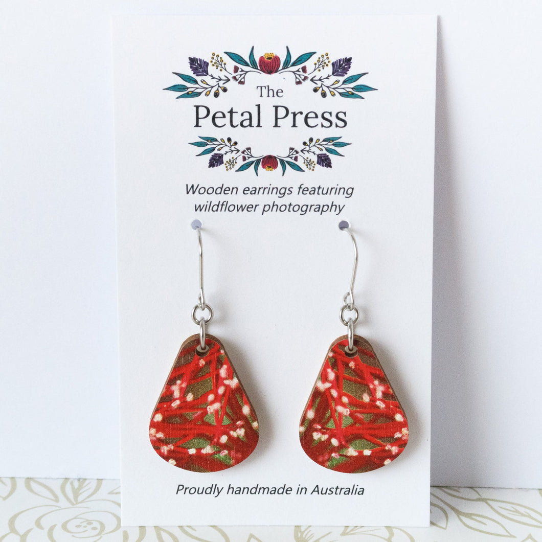 Red Corymbia Earrings / Pear Hooks [PPEP1063]
