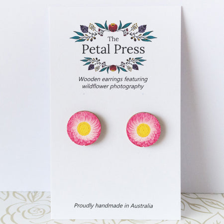 Everlasting Paper-Daisy Earrings / Circle Studs [PPES1010]