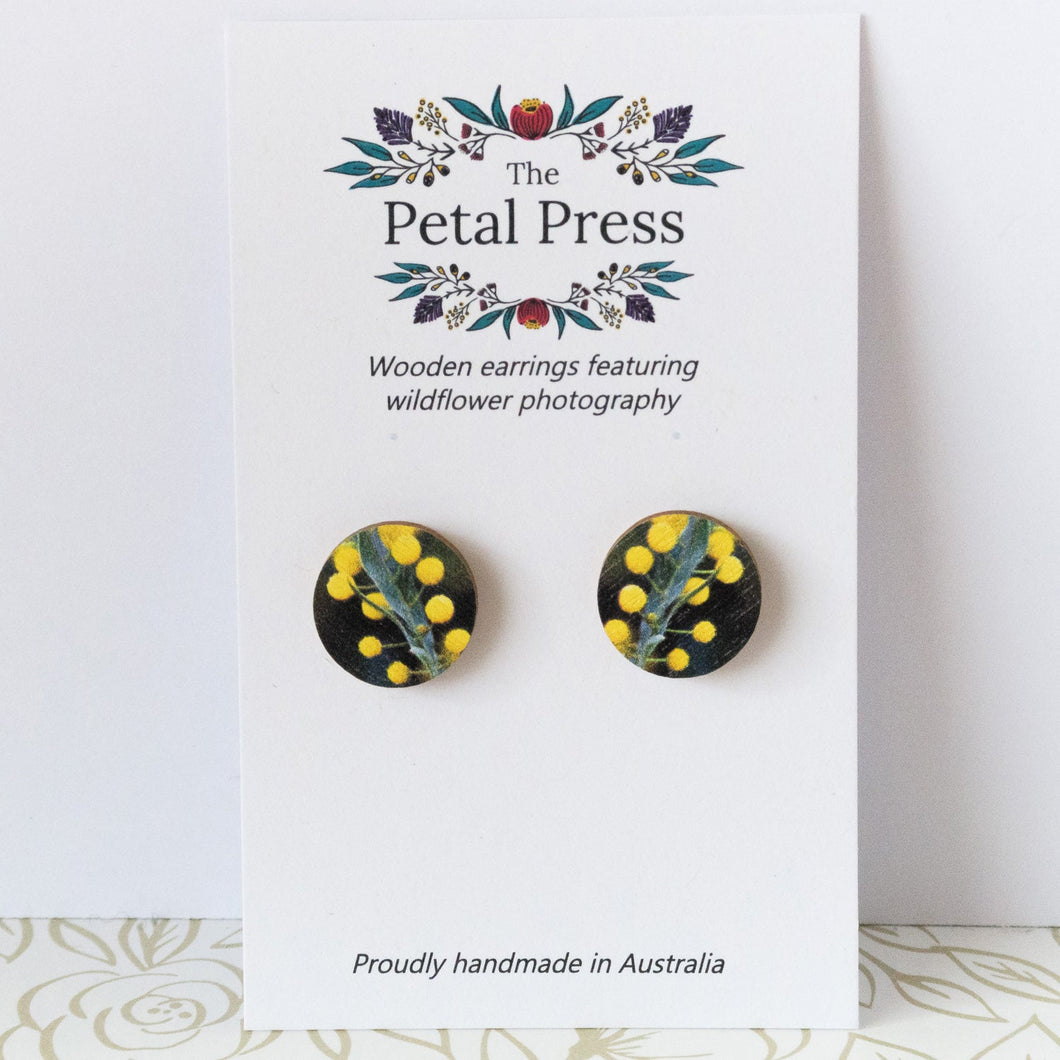 Flat Wattle Earrings / Circle Studs [PPES1015]