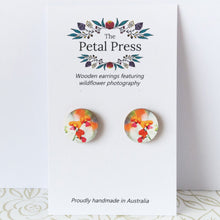 Load image into Gallery viewer, Pink and Orange Chorizema Earrings / Circle Studs [PPES1046]
