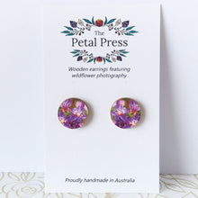 Load image into Gallery viewer, Purple Starflowers Earrings / Circle Studs [PPES1047]
