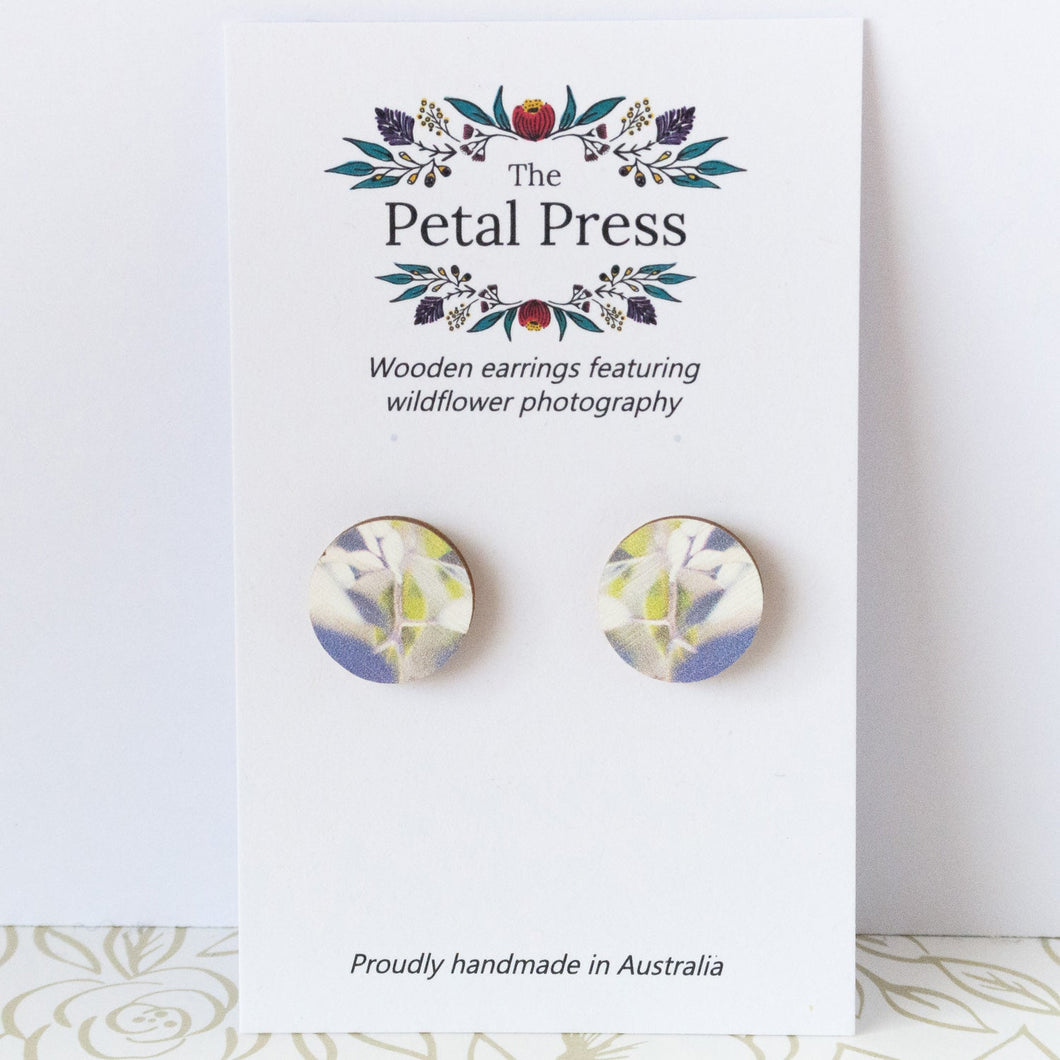 Eucalyptus Leaves Earrings / Circle Studs [PPES1057]