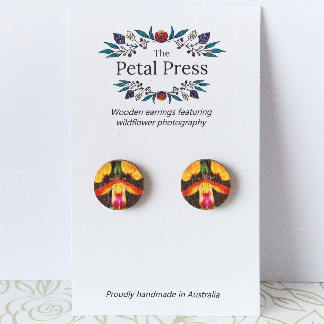 Donkey Orchid Earrings / Circle Studs [PPES1059]