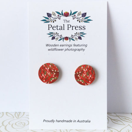 Red Corymbia Earrings / Circle Studs [PPES1063]