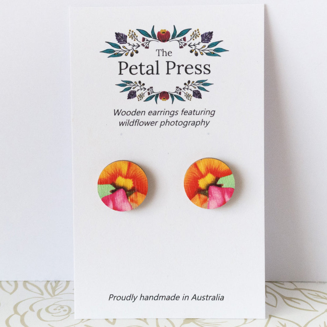 Chorizema Earrings / Circle Studs [PPES1065]