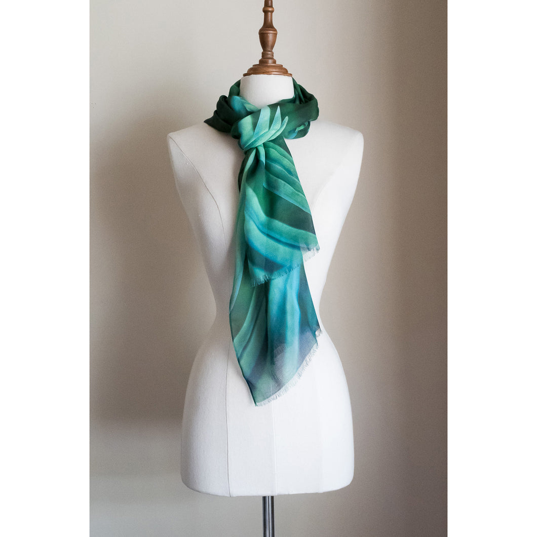 Silk modal scarf - green Zamia [PPSL1006]