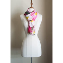 Load image into Gallery viewer, Silk modal scarf - pink white Everlastings [PPSL1030]
