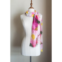 Load image into Gallery viewer, Silk modal scarf - pink white Everlastings [PPSL1030]
