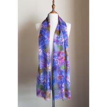 Load image into Gallery viewer, Silk modal scarf - purple Starflower [PPSL1047]
