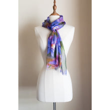 Load image into Gallery viewer, Silk modal scarf - purple Starflower [PPSL1047]
