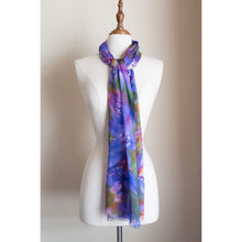 Load image into Gallery viewer, Silk modal scarf - purple Starflower [PPSL1047]
