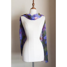 Load image into Gallery viewer, Silk modal scarf - purple Starflower [PPSL1047]
