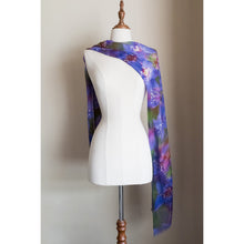 Load image into Gallery viewer, Silk modal scarf - purple Starflower [PPSL1047]
